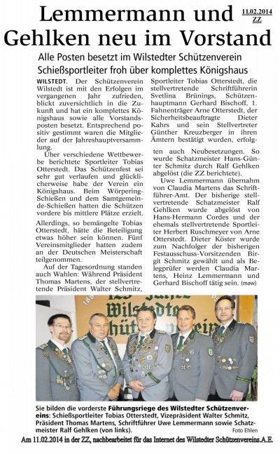 Bericht aus der Zevener Zeitung zur Jahreshauptversammlung 2014